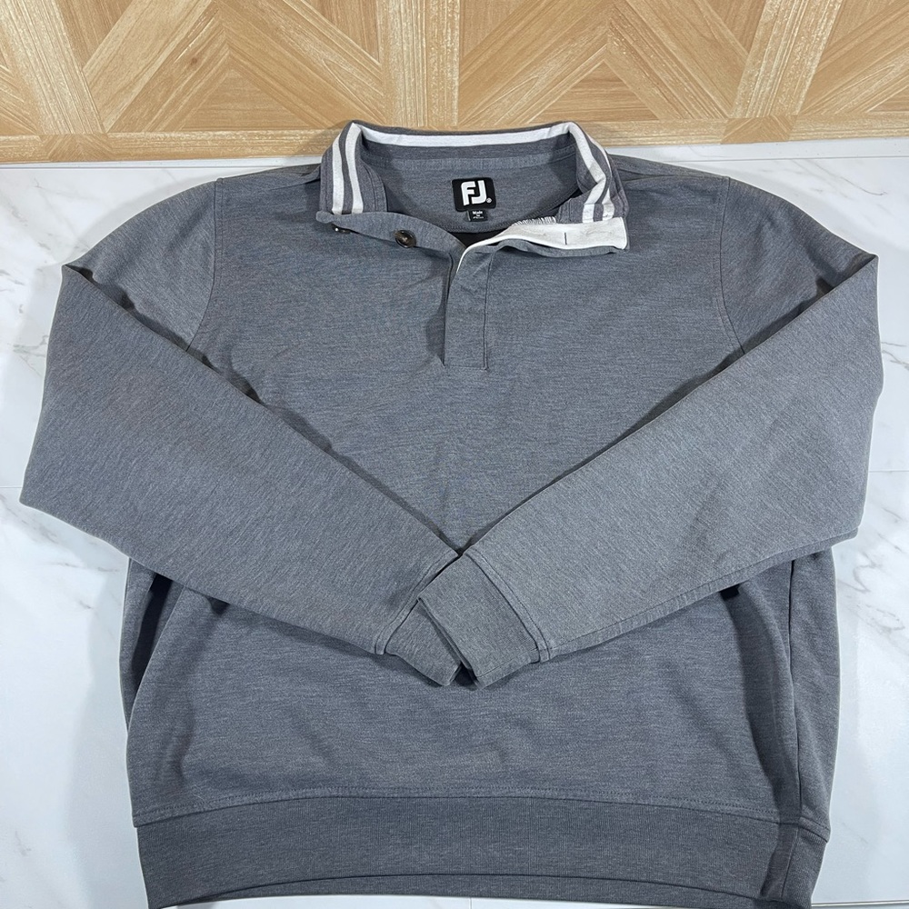 MENS SIZE MEDIUM GRAY FOOTJOY LS ZIP COLLAR SWEATER